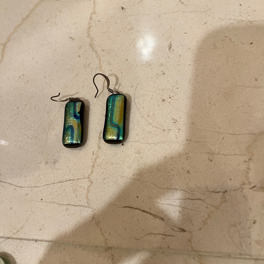 Beautiful Blue and Green Dangle Earrings